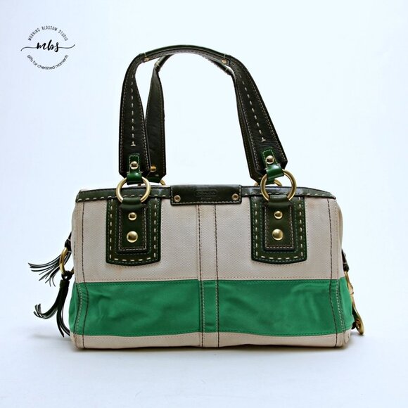 Coach Legacy Vintage Leather Canvas Cross Stitch Satchel - Picture 4 of 14